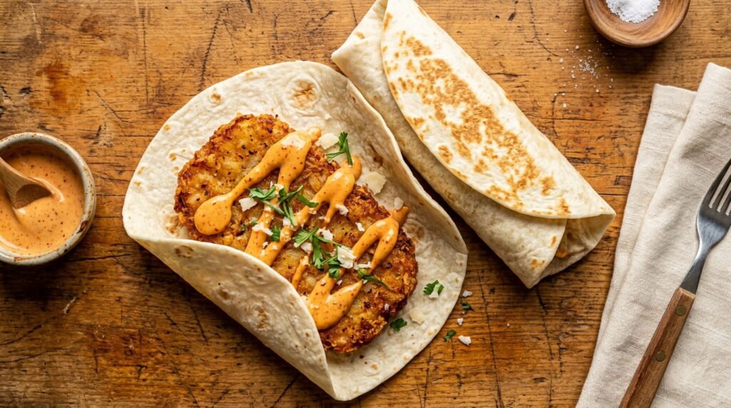 Dunkin Donuts Chipotle Hash Brown Wake-Up Wrap — new 2026 breakfast item with crispy hash brown and chipotle aioli in a flour tortilla