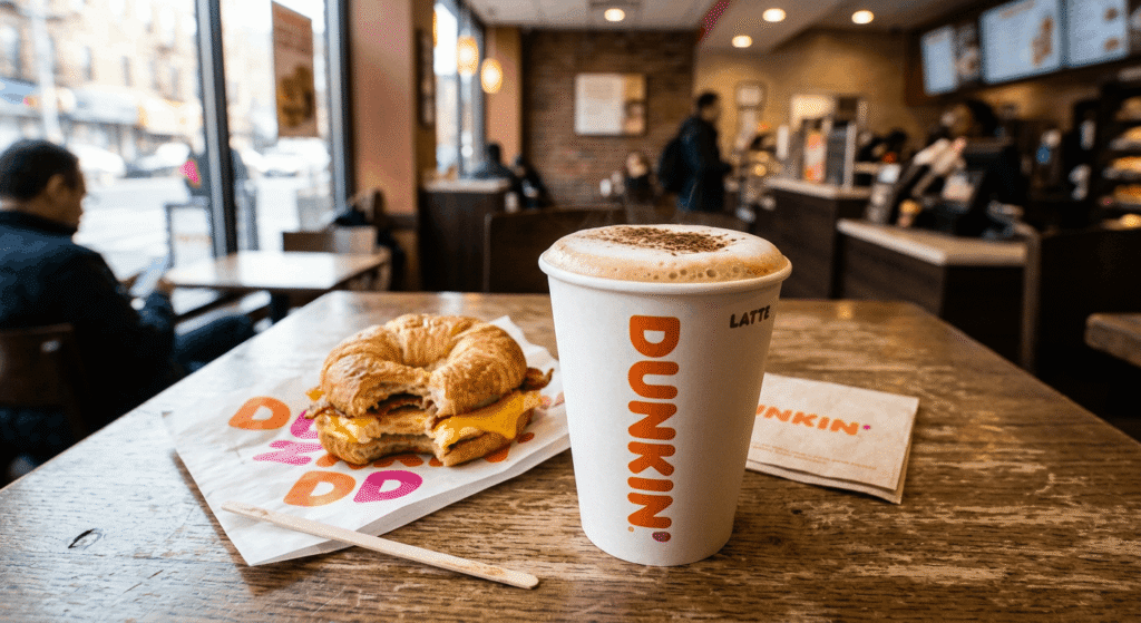 dunkin latte price and specialty drinks served with breakfast