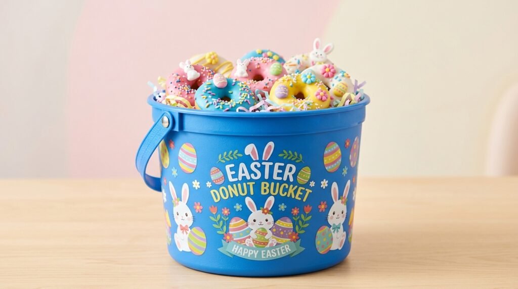 Dunkin Easter Bucket design with bunny and Easter egg details