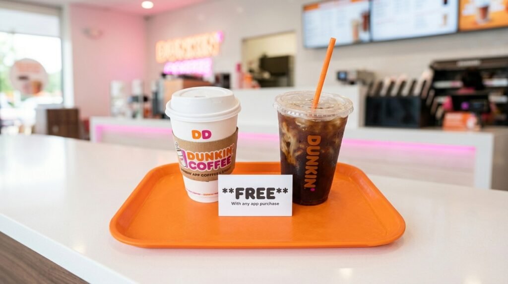Two free Dunkin coffee cups for new Rewards members signing up on April 21 2026