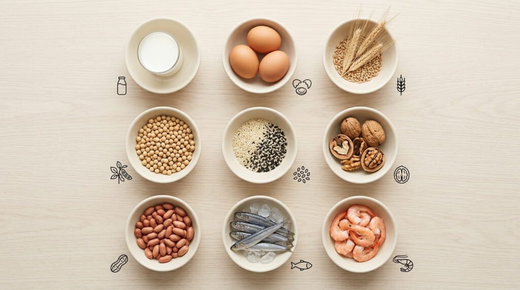 Nine major food allergens found at Dunkin including milk eggs wheat soy sesame tree nuts peanuts fish and shellfish