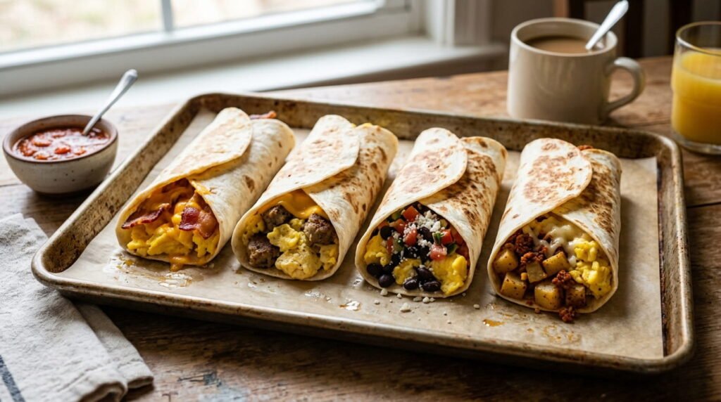 Different Dunkin Wake-Up Wrap variations side by side comparison