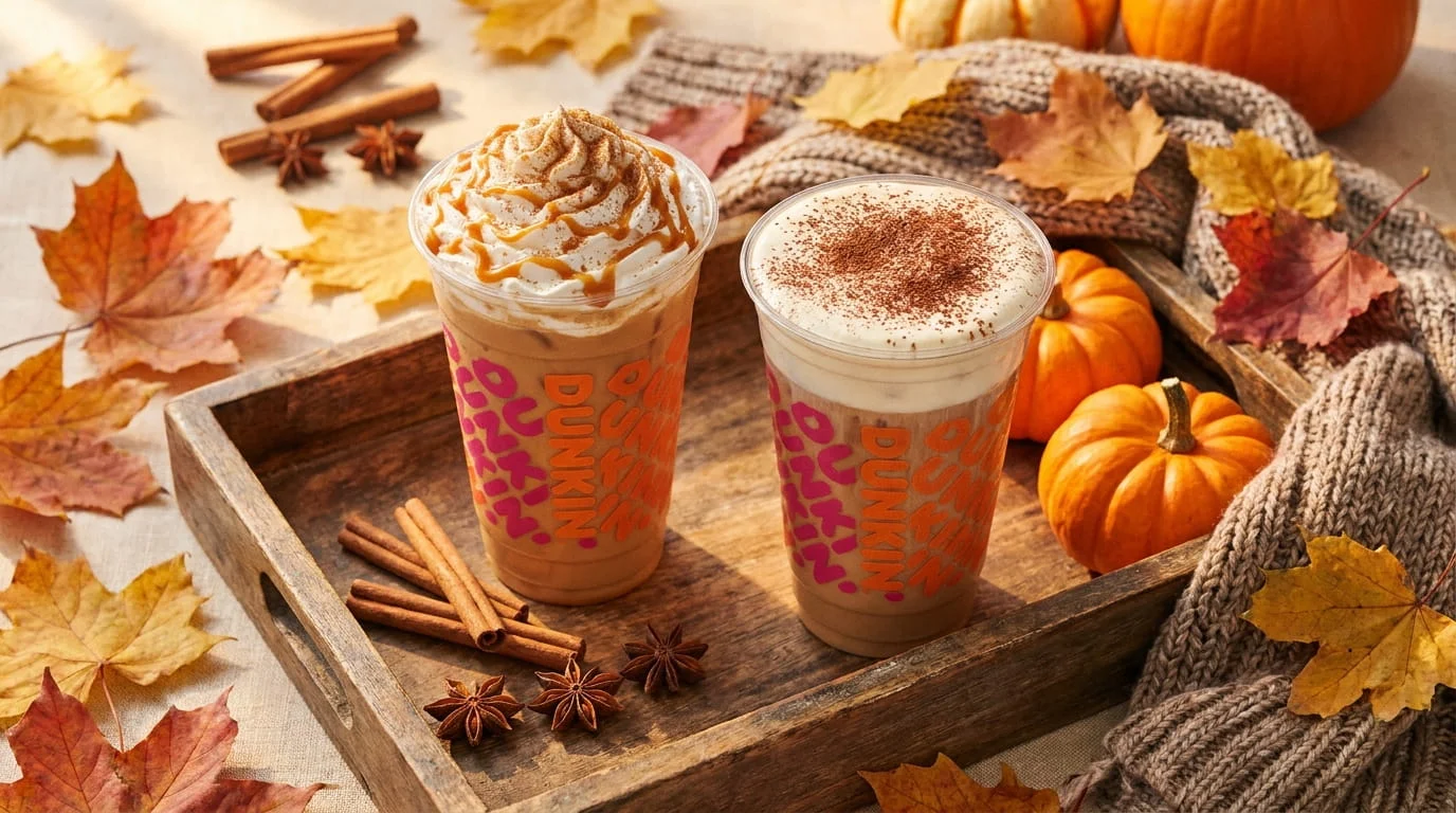 Dunkin fall menu 2026 pumpkin spice latte and tiramisu drinks