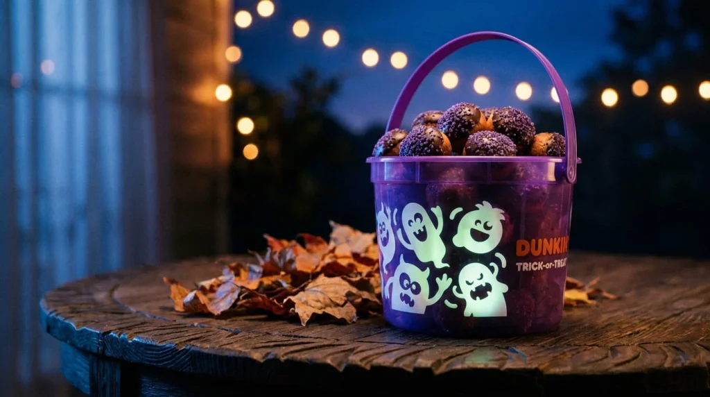 Dunkin Halloween Munchkins Bucket 2026 glowing in the dark